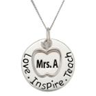 Personalized Sterling Silver Teacher's Name Pendant Necklace