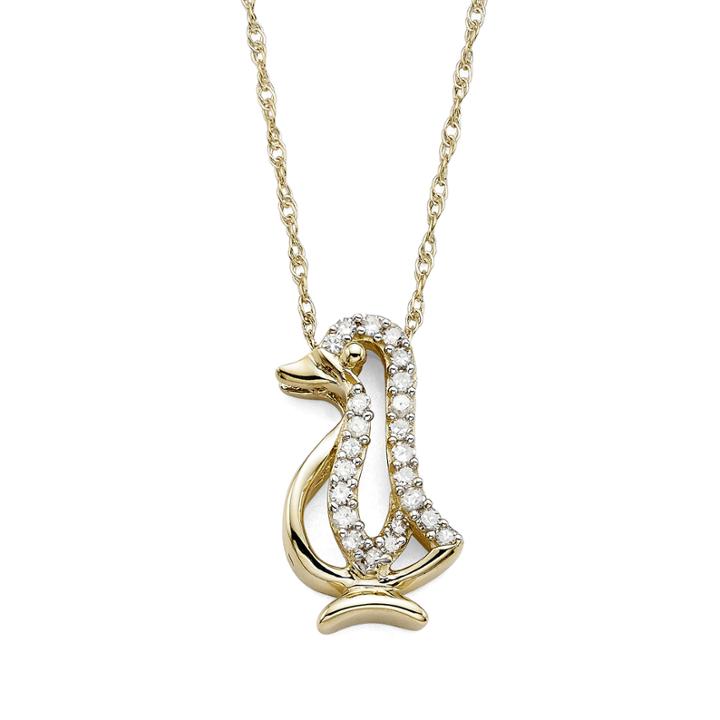 1/10 Ct. T.w. Diamond 10k Yellow Gold Penguin Pendant Necklace