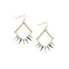 Simulated Pearl Mixed Metal Trapeze Earrings