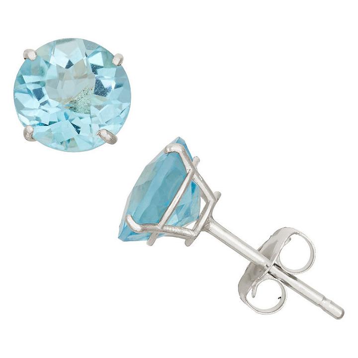 Genuine Blue Blue Topaz 10k Gold 6mm Stud Earrings