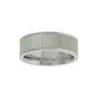 Mens Titanium Band Ring With Silver Carbon Fiber Inlay