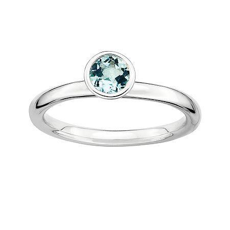 Personally Stackable Genuine Aquamarine Sterling Silver Stackable Ring