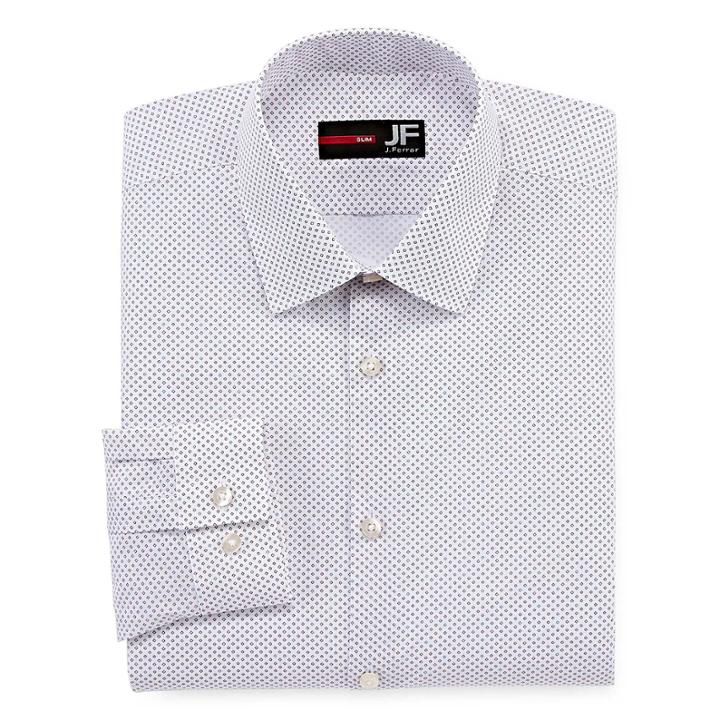 Jf J.ferrar Stretch Long Sleeve Broadcloth Diamond Dress Shirt