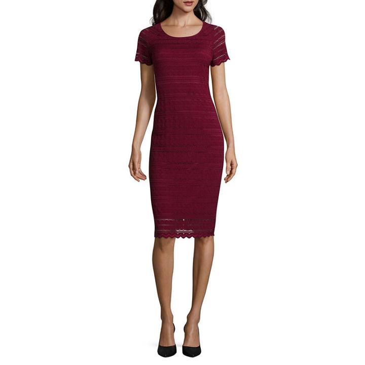 Rn Studio By Ronni Nicole Short-sleeve Lace Midi Sheath Dress