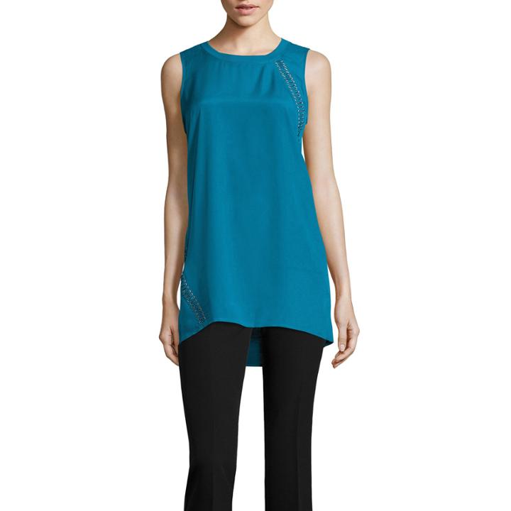 Worthington Short Sleeve Lace Up Tunic - Tall