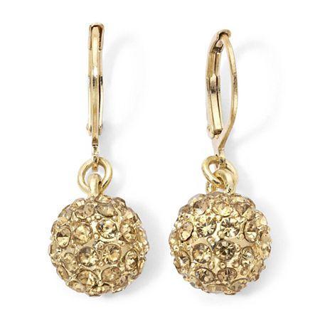 Monet Gold-tone & Yellow Crystal Fireball Drop Earrings