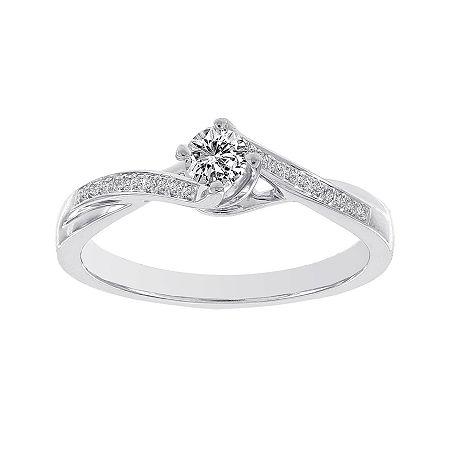 Lumastar 1/4 Ct. T.w. Diamond 10k White Gold Trellis Bridal Ring