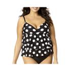 St. John's Bay Dot Print Tiered Tankini Swim Top - Plus