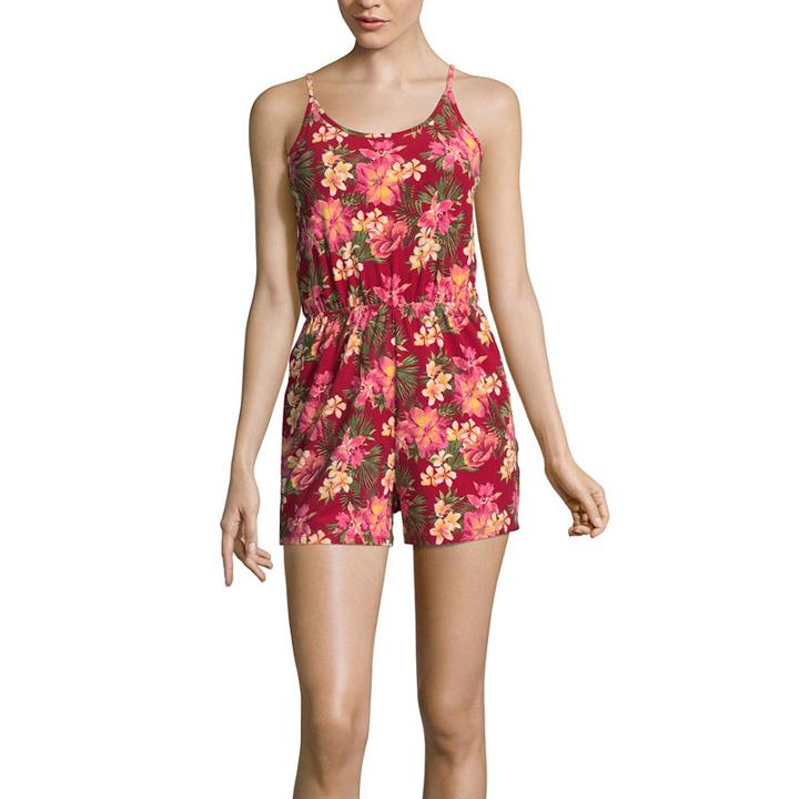 Almost Famous Sleeveless Belted Romper-juniors