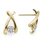 Diamond Blossom 1/10 Ct. T.w. Diamond 10k Yellow Gold Wishbone Cluster Earrings