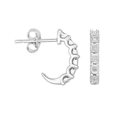 Trumiracle 1/10 Ct. T.w. Diamond Sterling Silver C-hoop Earrings