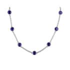 Lab-created Blue Sapphire Sterling Silver Bead Station Necklace