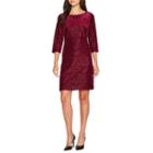 R & K Originals 3/4 Sleeve Velvet Shift Dress