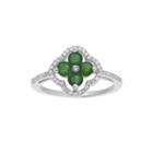 Genuine Emerald And 1/8 Ct. T.w. Diamond 10k White Gold Flower Ring