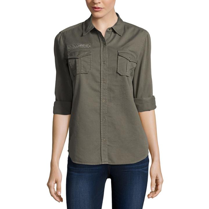 Arizona Long Sleeve Button-front Shirt - Juniors