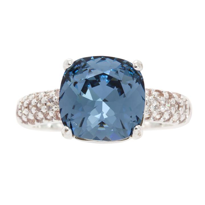 Sparkle Allure Womens Blue Square Cocktail Ring