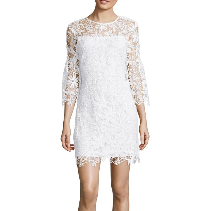 Bisou Bisou Bell-sleeve Lace Shift Dress