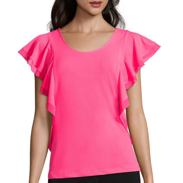 Worthington Sleeveless Flutter Top