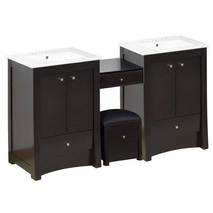68.75-in. W Floor Mount Distressed Antique Walnutvanity Set For 3h8-in. Drilling
