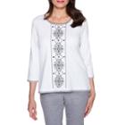 Alfred Dunner Play Date Short Sleeve Crew Neck Floral T-shirt-womens