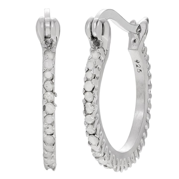 3/8 Ct. T.w. White Diamond Sterling Silver Hoop Earrings