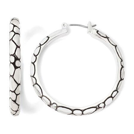 Liz Claiborne Antiqued Silver-tone Hoop Earrings