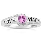 Womens Lab Created Sapphire Pink Sterling Silver Solitaire Ring