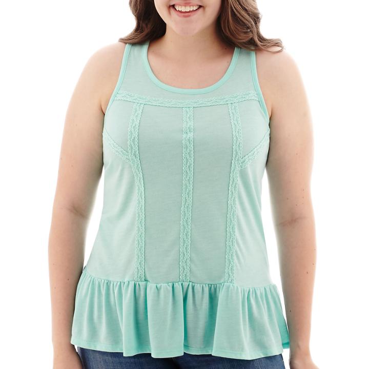 Arizona Sleeveless Drop-waist Peplum Top - Juniors Plus