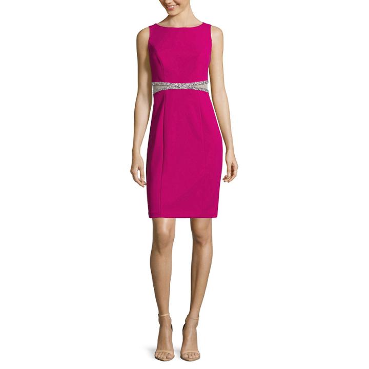 One By Eight Sleeveless Rhinestone-trim Waist Inset Sheath Dress