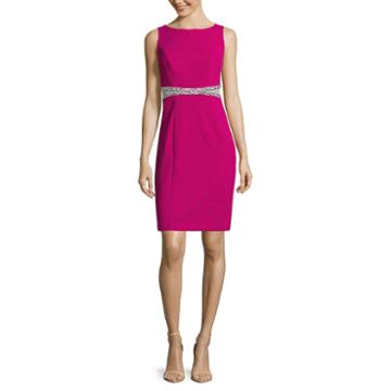 One By Eight Sleeveless Rhinestone-trim Waist Inset Sheath Dress