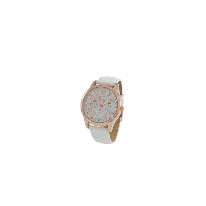 Geneva Platinum Womens White Strap Watch-4658