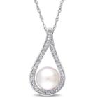 Womens 1/5 Ct. T.w. White Pearl 14k Gold Pendant Necklace