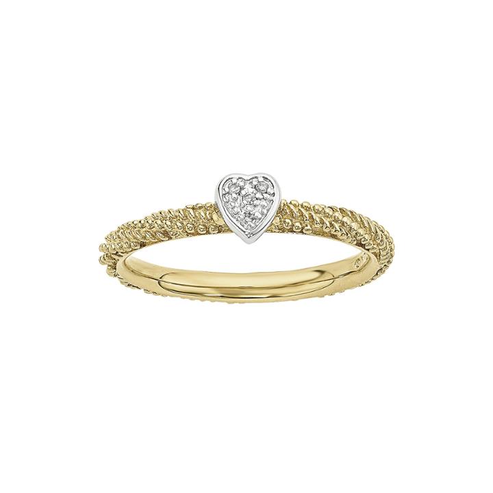 Personally Stackable Diamond-accent 18k Yellow Gold Over Sterling Silver Stackable Heart Ring