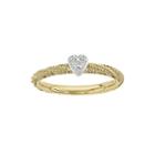 Personally Stackable Diamond-accent 18k Yellow Gold Over Sterling Silver Stackable Heart Ring