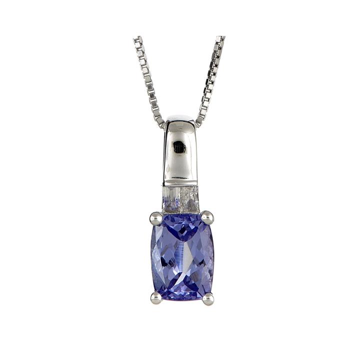 Limited Quantities Cushion-cut Genuine Tanzanite And Diamond-accent Pendant Necklace