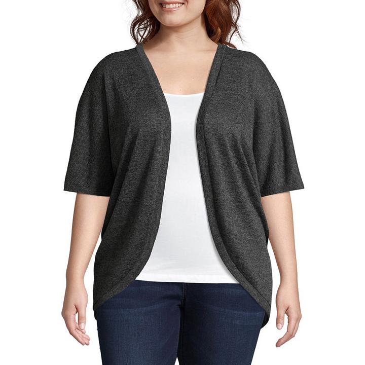 Boutique + Short Sleeve Cardigan - Plus