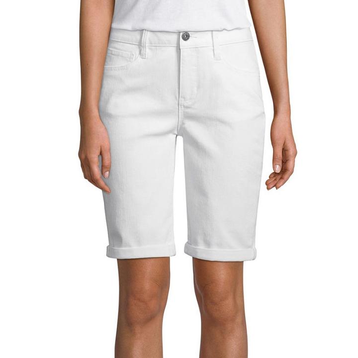 St. John's Bay 7 Classic Fit Denim Bermuda Shorts-petites