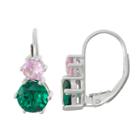 Lab-created Emerald & White Sapphire Sterling Silver Leverback Earrings