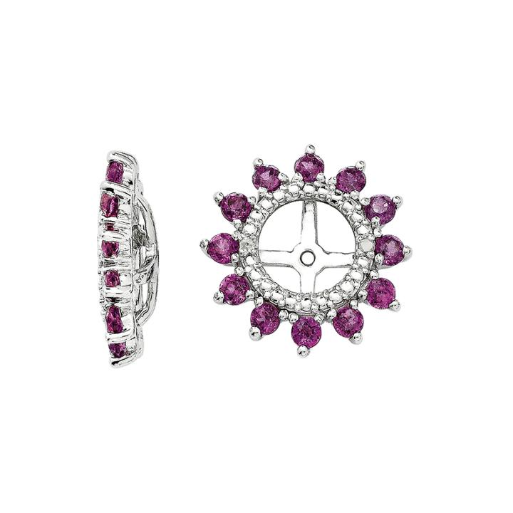 Diamond Accent & Genuine Rhodolite Garnet Sterling Silver Earring Jackets