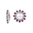 Diamond Accent & Genuine Rhodolite Garnet Sterling Silver Earring Jackets