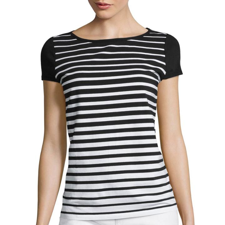 Liz Claiborne Cap-sleeve Striped Tee