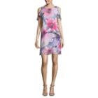Ronni Nicole Short Sleeve Floral Shift Dress-petites