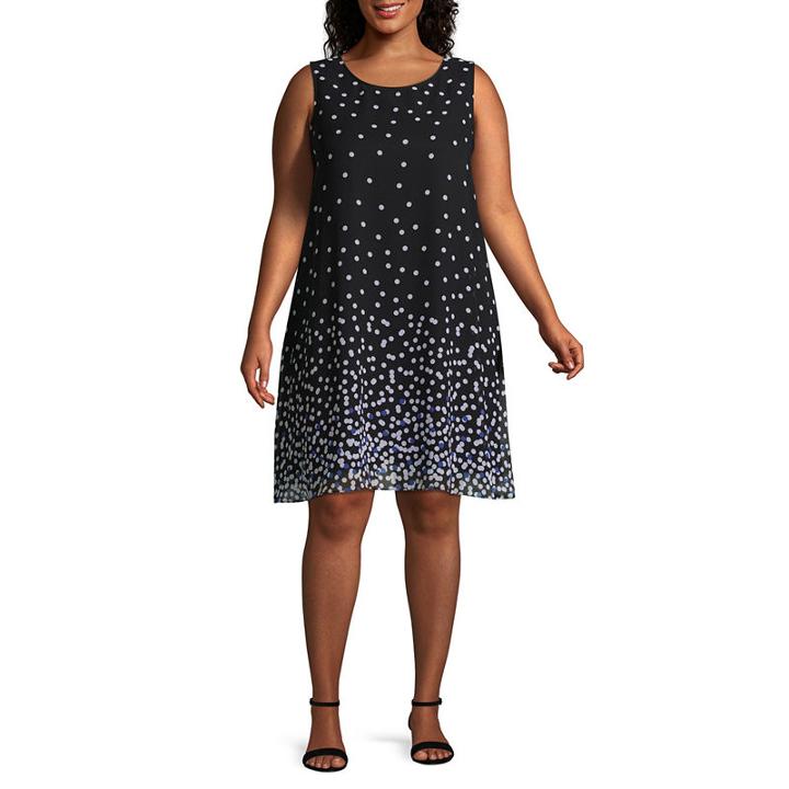 Studio 1 Sleeveless Polka Dot Sheath Dress - Plus