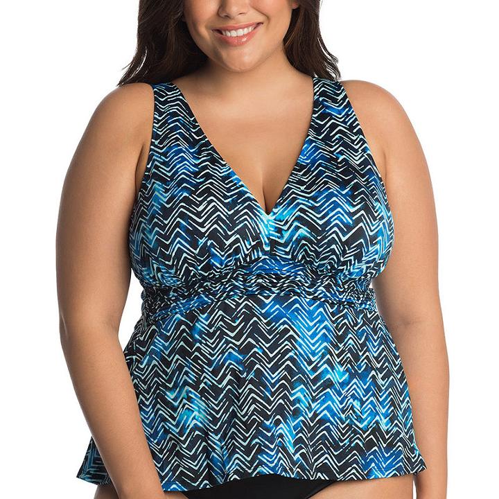 Trimshaper Control Waves Tankini Swimsuit Top-plus