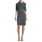 Liz Claiborne Short Sleeve Zip Cowl Neck Sweater Dress