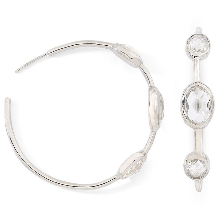 Cubic Zirconia 3-stone Hoop Earrings