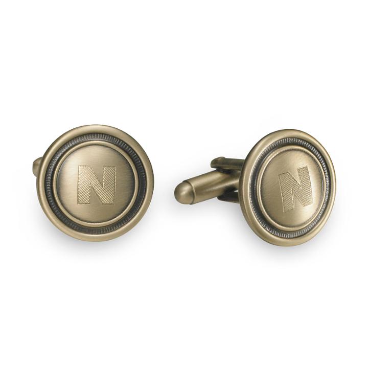 Antique Brass Oval Cufflinksdecorative Border