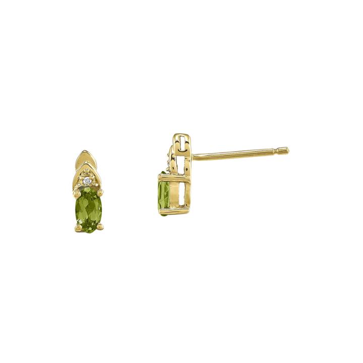 Genuine Green Peridot Diamond-accent 14k Yellow Gold Earrings
