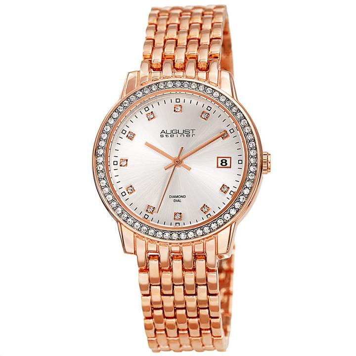 August Steiner Womens Rose Goldtone Strap Watch-as-8262rg