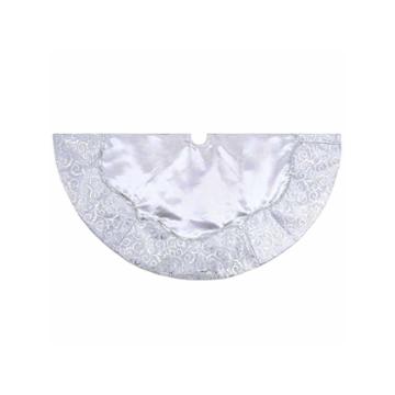 Kurt Adler 48 Silver Satin With Printed Border Tree Skirt